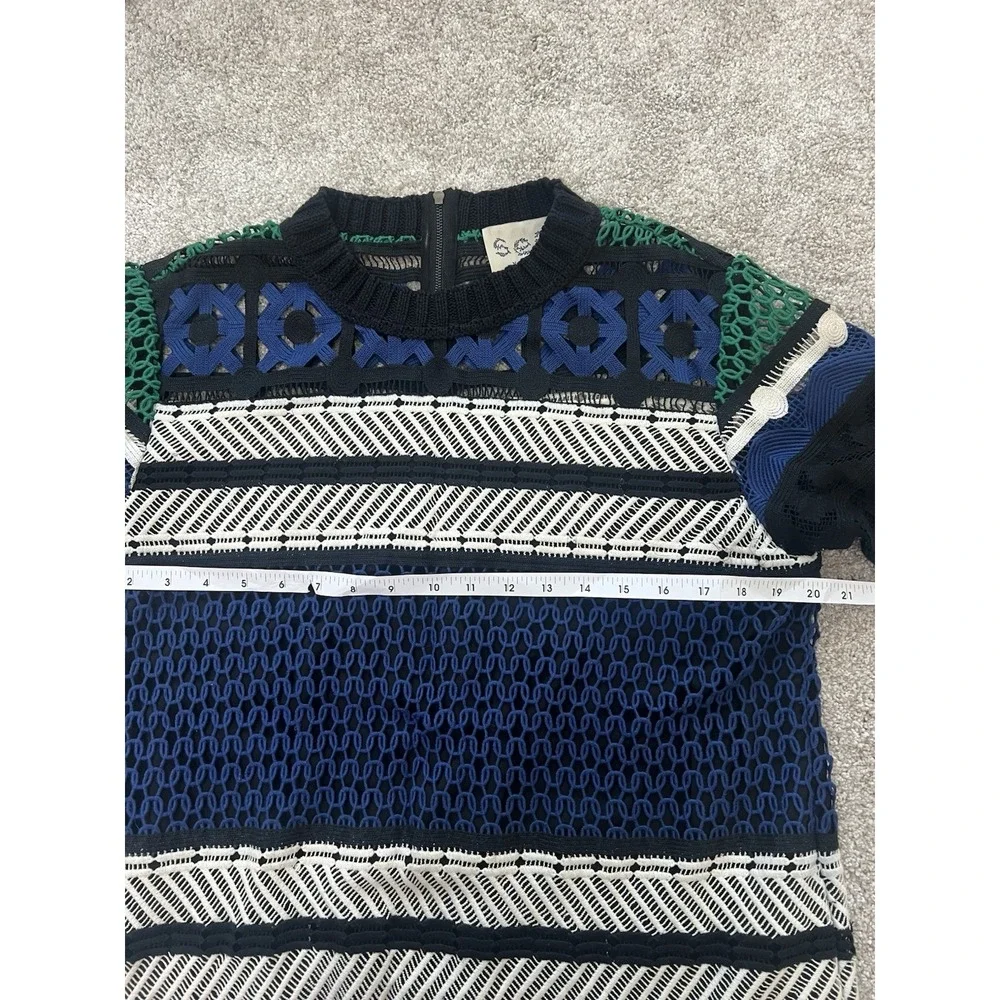 Sea New York crochet dress size 10 Black/Blue/Green Contemporary Scalloped Hem - Picture 8 of 11